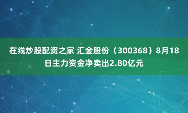 在线炒股配资之家 汇金股份（300368）8月18日主力资金净卖出2.80亿元